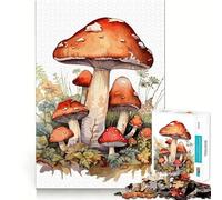 Puzzle de 1000 pièces Champignons Aquarelle pour Adolescents Jeu de Concentration mentale Découpe de précision Bords Lisses pour Les fêtes (50x75cm)