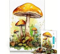 Puzzle de 1000 pièces Champignons Aquarelle pour Adolescents Jeu de mémoire,Verrouillage sécurisé,Aucune pièce ne se détache,idéal pour Les Voyages (50x75cm)