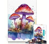 Puzzle de 1000 pièces Champignons Aquarelle pour Adolescents Jeu Stimulant Le Cerveau Emboîtement précis sans espaces Activité relaxante en Groupe à l'intérieur (50x75cm)