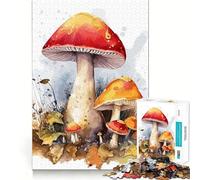 Puzzle de 1000 pièces Champignons Aquarelle pour Adolescents Jeu Stimulant Le Cerveau Emboîtement précis sans espaces Activité relaxante en Groupe à l'intérieur (38x26cm)