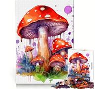 Puzzle de 1000 pièces Champignons Aquarelle pour Adultes Développe la Concentration et Le Plaisir de Vivre Assemblage Facile Surprise de Noël (50x75cm)
