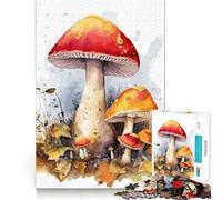 Puzzle de 1000 pièces Champignons Aquarelle pour Adultes Jeu de mémoire Emboîtement précis sans espaces Activité apaisante pour Une Pause mentale (50x75cm)