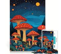 Puzzle de 1000 pièces Champignons de la forêt Nocturne pour Adultes Jeu Intelligent, apaisant et Amusant Motif à Assembler Cadeau élégant (38x26cm)