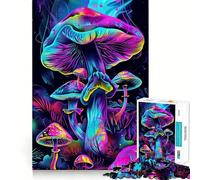 Puzzle de 1000 pièces Champignons Néon pour Adolescents Jeu de Stimulation cérébrale, activité apaisante, Assemblage Artistique, Cadeau Festif (38x52cm)