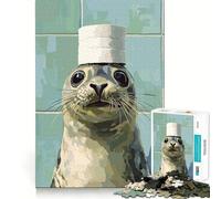 Puzzle de 1000 pièces Chapeau en Papier Toilette avec Sceau, Jouet cognitif pour Adultes, à Assembler Ensemble pour créer Une Image Amusante (50x75cm)