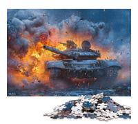 Puzzle de 1000 pièces « Char en Combat » en Bois pour Adultes, Adolescents, Hommes et Femmes 1000 pièces (75 x 50 cm).