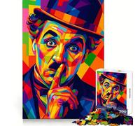 Puzzle de 1000 pièces Charlie Chaplin,Portrait Pop Art coloré,pour Adultes,Stimulation cérébrale,Loisir paisible,découpe Premium,Cadeau d'anniversaire (50x75cm)
