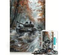 Puzzle de 1000 pièces Chars traversant Une rivière pour Adolescents, Jouet cognitif Silencieux, Bordure de qualité supérieure, Cadeau de Noël 38x26cm