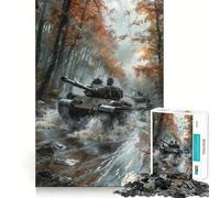 Puzzle de 1000 pièces Chars traversant Une rivière pour Adultes, Un Jeu de logique Pure, Un Cadeau paisible et réconfortant 50x75cm