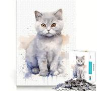 Puzzle de 1000 pièces Chat à l'aquarelle Découpe précise Jeu Amusant et Stimulant pour l'esprit,idéal pour se détendre,pour Un Anniversaire ou Une activité Artistique (50x75cm)