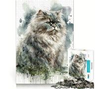 Puzzle de 1000 pièces Chat à Poil Long Britannique Art à Articulation Lisse Jeu de réflexion Amusant Jeu Occasionnel Décoration de Noël (50x75cm)