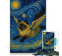 Puzzle de 1000 pièces Chat ailé dans Un Style Nuit étoilée »,Jeu de réflexion,Assemblage Stable,pièces Qui ne bougent Pas,Passe-Temps agréable pour Les Longs Week-Ends (38x52cm)