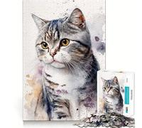 Puzzle de 1000 pièces Chat American Shorthair Jeu de réflexion Amusant et Stimulant pour la Concentration Technologie de découpe Laser avancée Idéal pour Les Voyages (38x52cm)
