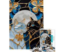 Puzzle de 1000 pièces Chat Amoureux Style Kintsugi 1000 pièces décoration intérieure Jouet Niveau de difficulté élevé idéal comme Cadeau (38x26cm)