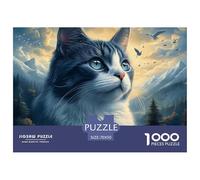 Puzzle de 1000 pièces Chat - Animal Mignon - Jeu éducatif pour Adultes - Belle décoration - Difficulté stimulante - Cadeau d'anniversaire - 70 x 50 cm / 1000 pièces