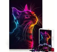 Puzzle de 1000 pièces Chat Animal Néon pour Adolescents Cadeau Sensuel et Détente Motif Uniforme (50x75cm)