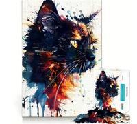 Puzzle de 1000 pièces Chat Aquarelle Splash pour Adultes, Jeu Intelligent Anti-Stress, Motif à Assembler, Surprise de Noël 50x75cm