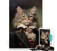 Puzzle de 1000 pièces Chat Aristocrate Bords Nets Décoration Jeu de réflexion Amusant et Facile à Vivre Décoration de Noël Cadeau (38x52cm)