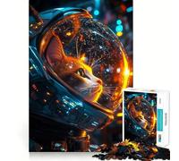 Puzzle de 1000 pièces Chat Astronaute de l'espace pour Adolescents Stimule la mémoire Calme et sérénité Découpe de qualité supérieure (38x52cm)