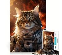 Puzzle de 1000 pièces Chat Astronaute Norvégien pour Adultes Jouet Intelligent Activité à Domicile Découpe Précise Décoration Murale (50x75cm)