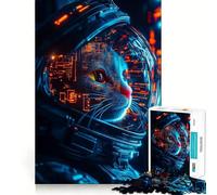 Puzzle de 1000 pièces Chat Astronaute Visionnaire Jeu de réflexion Découpe de Haute précision Défi Amusant pour Passer Le Temps (38x52cm)