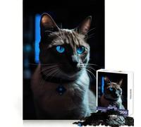Puzzle de 1000 pièces Chat aux Yeux Bleus pour Adultes Jeu de logique et de détente Assemblage précis Cadeau spécial (50x75cm)