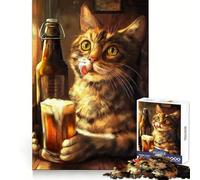 Puzzle de 1000 pièces Chat avec bière pour Adultes Jeu de logique et de détente Assemblage précis Cadeau spécial (38x26cm)