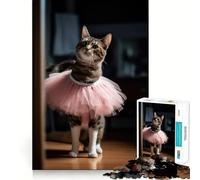 Puzzle de 1000 pièces Chat Ballerine Jeu d'articulation Propre Stimulant cérébral Détente Cadeau d'anniversaire Amusant (38x26cm)