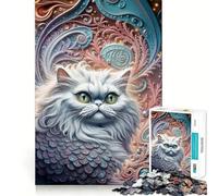 Puzzle de 1000 pièces Chat Blanc dans Un décor orné »,découpé au Laser pour Un Assemblage Parfait,idéal pour se détendre et Partager Un Moment Convivial en Famille (38x26cm)