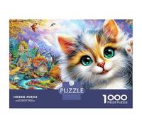 Puzzle de 1000 pièces « Chat Blanc en colère », Chat Mignon aux Couleurs cosmiques, Jeu éducatif pour Adultes, décoration intérieure, défi, difficulté élevée, Cadeau d'anniversaire, 70 x 50 cm
