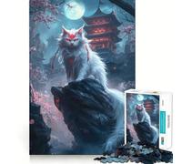 Puzzle de 1000 pièces Chat Blanc Mystique pour Adolescents Stimulation de la mémoire Design apaisant et Amusant Cadeau élégant (38x26cm)