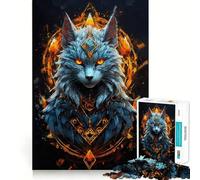 Puzzle de 1000 pièces Chat Blanc Nordique Adultes Jeu de réflexion Amusant Technologie de découpe Laser avancée Défi divertissant pour Passer Le Temps (50x75cm)