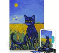 Puzzle de 1000 pièces Chat Bleu dans Un Champ Jeu d'articulation précis et Amusant,Exercice de réflexion,Moment de détente,décoration de Noël (38x52cm)
