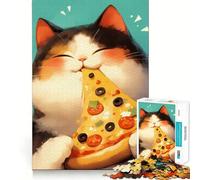 Puzzle de 1000 pièces Chat Calico Amateur de Pizza pour Adolescents, idéal pour stimuler la mémoire et Passer des Moments de sérénité (38x52cm), Cadeau d'anniversaire de qualité supérieure