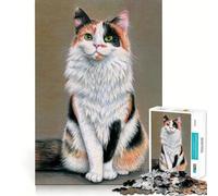 Puzzle de 1000 pièces Chat Calico,découpe Nette,Jeu de logique et de réflexion,Cadeau d'anniversaire Amusant (38x52cm)