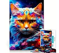 Puzzle de 1000 pièces Chat chaotique,découpe Premium,Jeu de réflexion créatif,détente et Divertissement,décoration Murale de Noël (38x52cm)