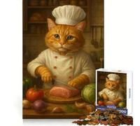 Puzzle de 1000 pièces Chat Chef préparant Un Repas pour Adolescents, Stimulant la logique et Le Stress, Amusant et sans Couture, idéal comme Cadeau de Noël (50x75cm)