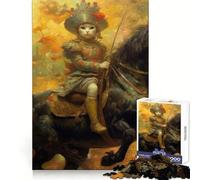 Puzzle de 1000 pièces Chat chevauchant Un étalon pour Adultes et Adolescents,pour Le Bien-être cérébral et Les Loisirs relaxants (50x75cm)