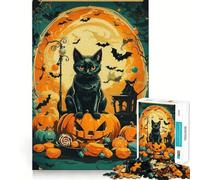 Puzzle de 1000 pièces Chat Citrouille pour Adultes, défi Mental, Jouet apaisant et évasion, pièce de Collection de qualité (38x26cm)