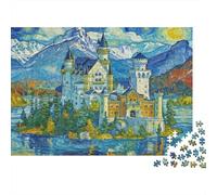 Puzzle de 1000 pièces « Chat dans la Nuit Noire »,« Chat se reflétant dans Un lac Bleu »,pour Adultes de 12 Ans et Plus,Jeu éducatif,Magnifique décoration,défi de Haut Niveau,52 x 38 cm