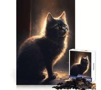 Puzzle de 1000 pièces Chat dans l'ombre pour Adolescents stimule la mémoire, apaise l'esprit, Amusant et Facile à découper, idéal pour Noël (38x26cm)