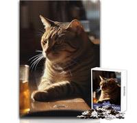 Puzzle de 1000 pièces Chat dans Un Bar pour Adultes:Jeu de réflexion et de création, idée Cadeau Originale et mémorable Dimensions:50x75cm
