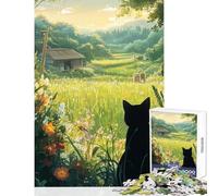Puzzle de 1000 pièces « Chat dans Un Champ » Décoration intérieure Jouet pour s'amuser Jeu éducatif Renforce l'amour Entre Les Couples Dimensions 38x26cm