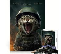 Puzzle de 1000 pièces Chat de Combat prêt pour la Guerre pour Adolescents, idéal pour Le Bien-être cérébral, Une Stimulation Douce et Un Cadeau Symbolique (38x26cm)