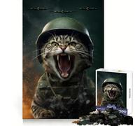 Puzzle de 1000 pièces Chat de Combat prêt pour la Guerre pour Adultes Entraînement à la Concentration et à la Pleine Conscience Idée Cadeau Originale (38x52cm)