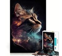 Puzzle de 1000 pièces Chat de l'espace et étoile céleste pour Adolescents, idéal pour améliorer sa mémoire, se détendre et créer Une œuvre d'art aux découpes nettes (50x75cm)