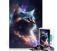 Puzzle de 1000 pièces Chat de l'espace et Galaxie pour Adolescents, idéal pour stimuler la mémoire, se détendre et se Relaxer Découpe Lisse et élégante Cadeau (38x52cm)