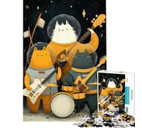 Puzzle de 1000 pièces Chat de l'espace pour Adolescents et Adultes Un Jeu Amusant Qui améliore la mémoire et Offre Un Cadeau Unique pour Un Anniversaire ou Noël (38x26cm)