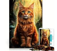 Puzzle de 1000 pièces Chat des forêts norvégiennes dans la forêt pour Adolescents Jeu de logique Clair et Relaxant Découpe Parfaite (38x52cm)