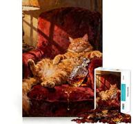 Puzzle de 1000 pièces Chat détendu avec du Whisky », idéal pour Les Adolescents, Un Jeu de logique Stimulant, Parfait pour des Moments en Famille, Bords Nets et Surprise chaleureuse (50x75cm)